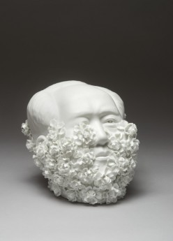 Bearded Mao, 2015 Porcelain, glaze 9’’ x 10’’ x 12’’ From the collection of the artist. Photo by Susan Einstein