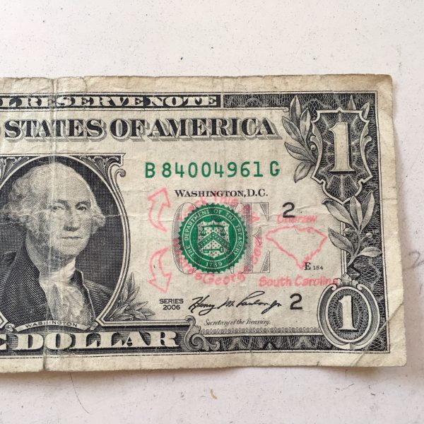 サウスカロライナから来た１ドル札